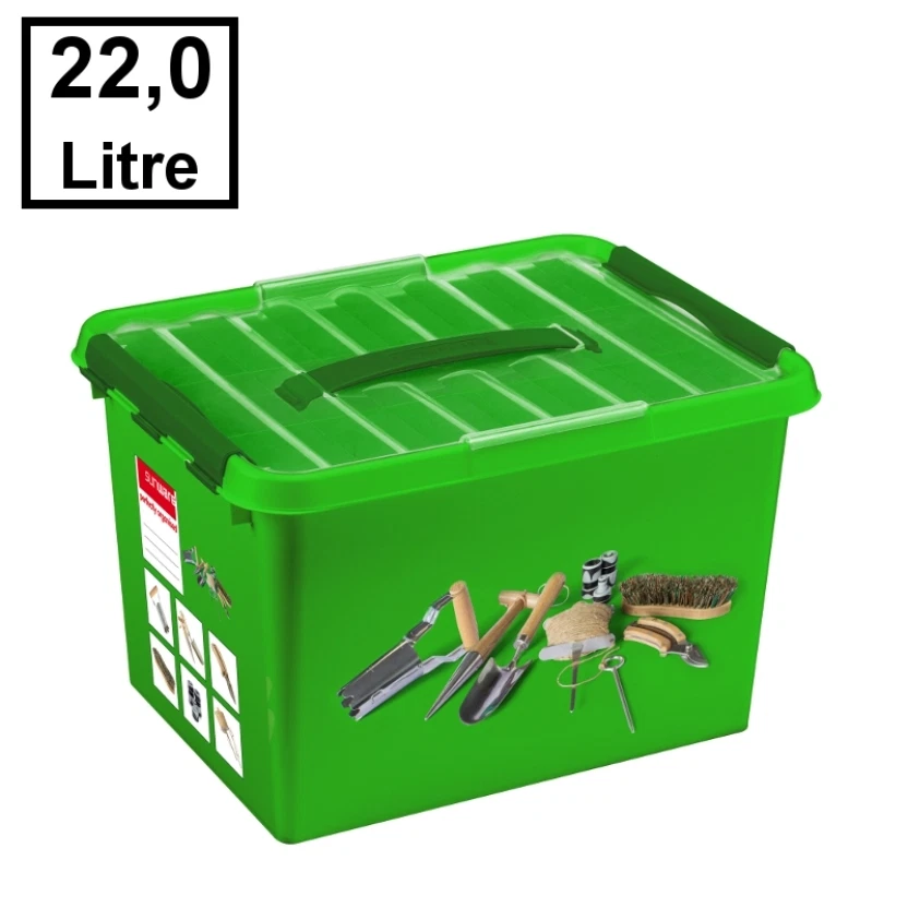 SUNWARE Q-Line Gartenbox + 1 Einsatz- 22 Liter- 400x300x260mm - grün/transparent