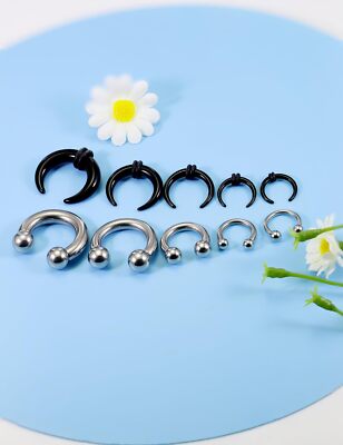 14G-4G Septum Stretching Kit Surgical Steel Acrylic Pincher Tapers