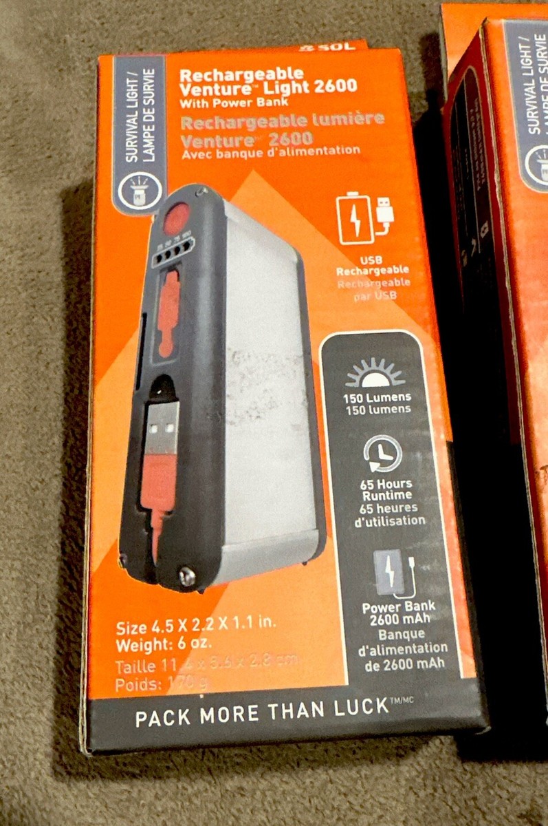 S.O.L Survive Outdoors Rechargeable Camping Light w/ 2600mAh Power Bank  *2-pcs | eBay