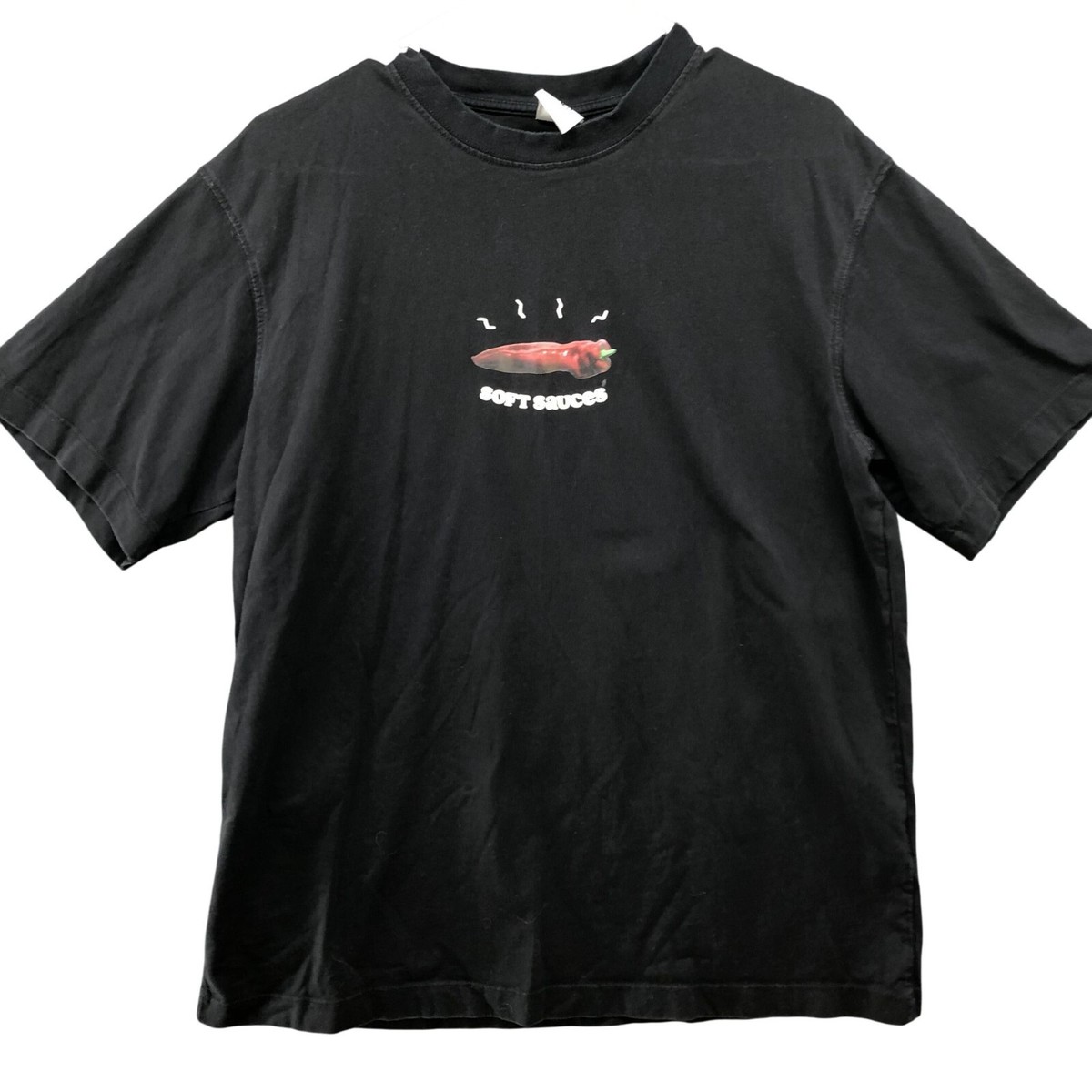 Zara Soft Sauces Graphic T Shirt Mens M Black Short Sleeve Red