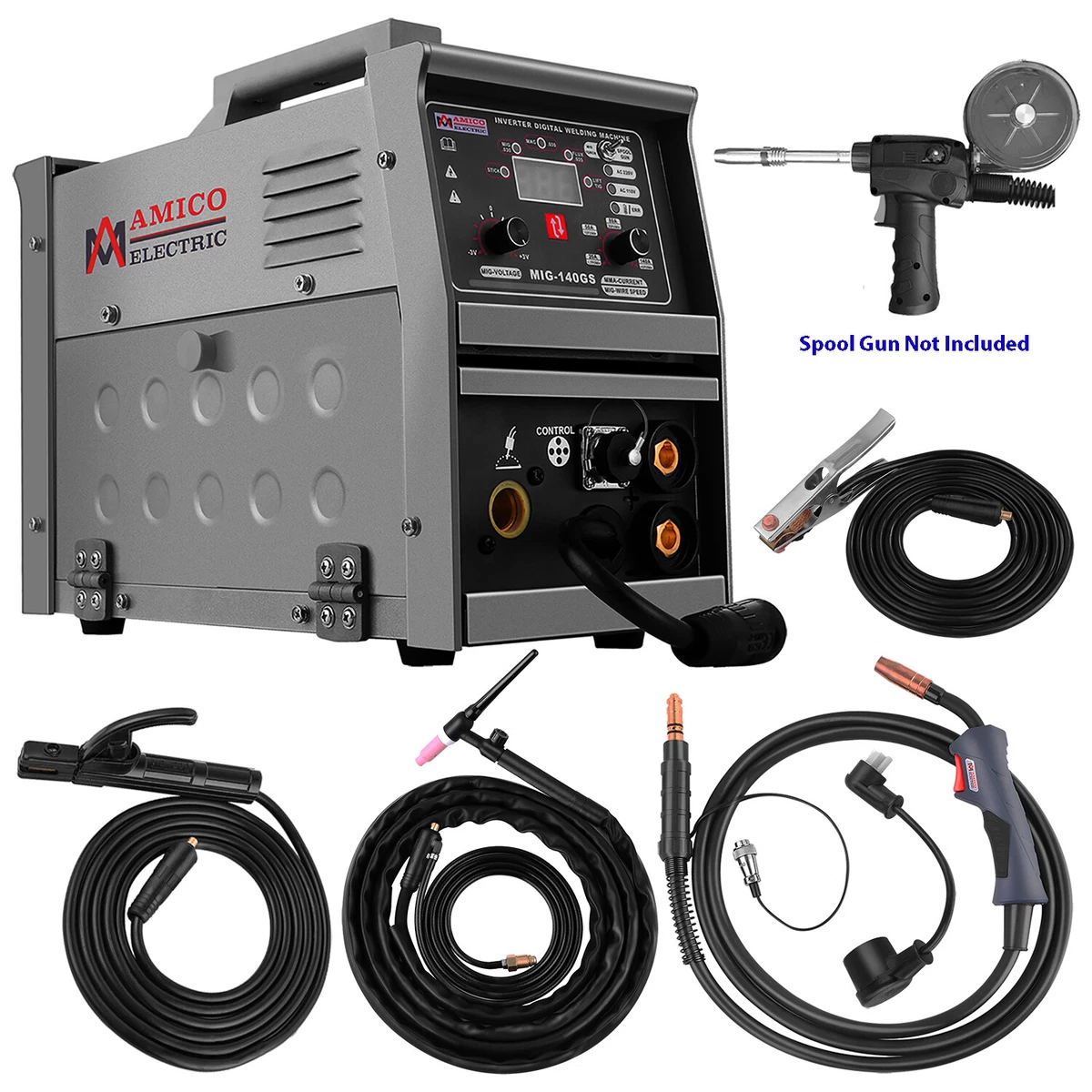 Amico MIG 140GS 140A MIG MAG TIG Stick Arc Combo Welder Spool Gun
