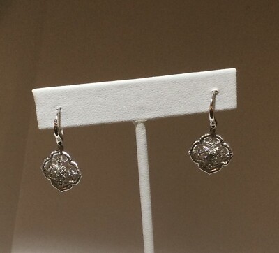 Sterling Silver Dangle Earrings Filigree Design With Diamonds By Gabriel