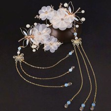 2Pcs Girl Hairpin Fairy Hair Clip Dragonfly Flower Kanzashi Flower Step Shake 
