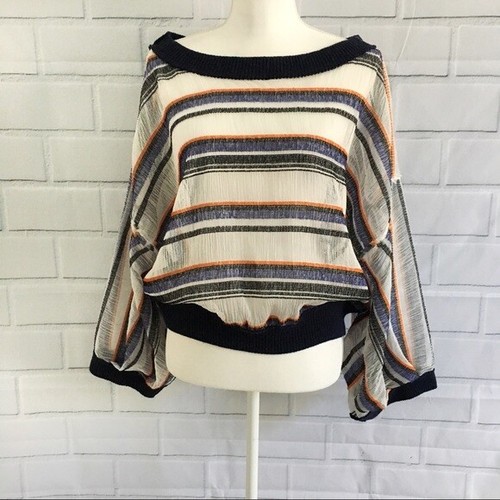 Free People Gauze Boho Striped Wide Puffed Long S