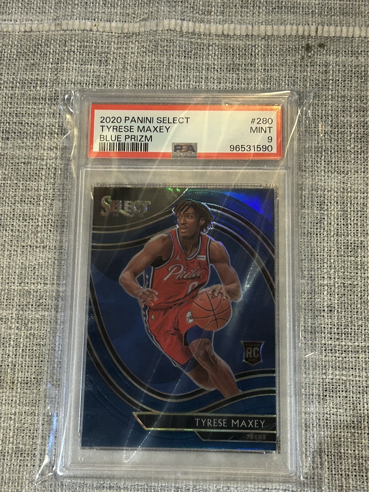 2020 Select Courtside Blue Prizm Tyrese Maxey RC rookie #280 PSA 9 Sh
