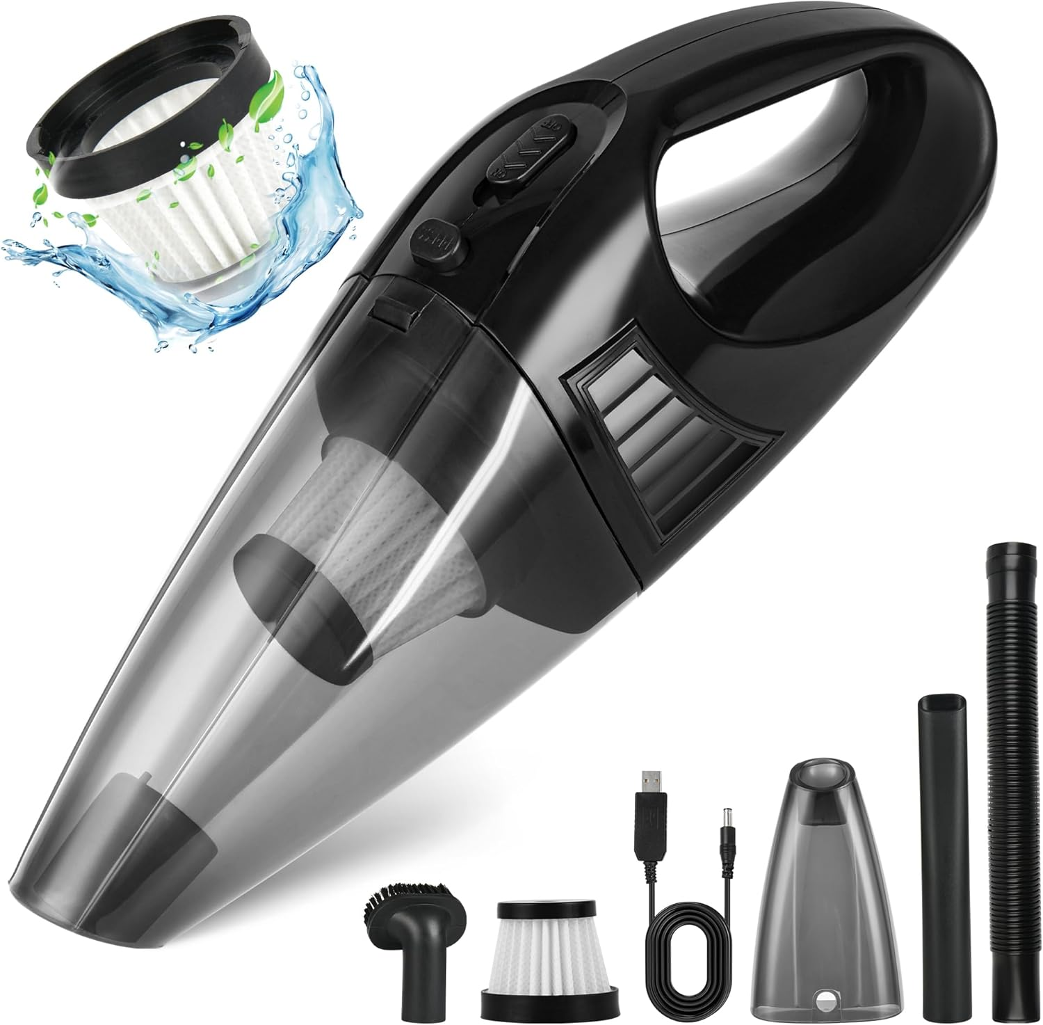 Car Vacuum Cleaner, Portable Car Vacuum Cleaner, 3000PA Suction Power, DC 12V Hi