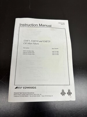Edwards Vacuum Pump Instruction Manual A462-26-880 Issue D EMF3 EMF10 EMF20