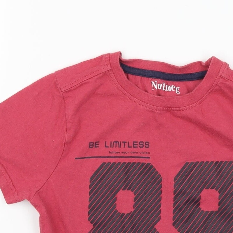 Nutmeg Boys Red 100percent Cotton Basic T-Shirt Size 7-8 Years Round Neck image 5