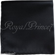 BLACK Micro Fiber Solid Handkerchief Pocket Square Hanky Wedding