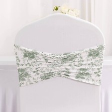 5 Dusty Sage Floral Spandex Ruffled CHAIR SASHES Wedding Party Home Decorations