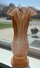 Vintage Fenton Jamestown Wave Ruffle Frosted Pink Vase