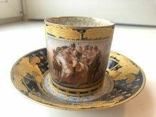 Very beautiful Sevres France Napoleonic Empire porcelain coffee cup and saucer