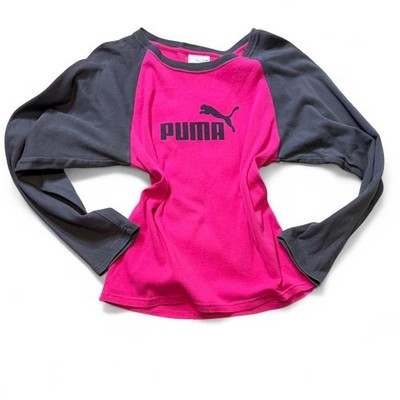 Vintage Pink and Gray Puma Raglan Sleeve Top, Women s Size L