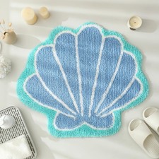 Seashells Bathroom Rug Blue Ocean Shell Shaped 22x26 Inch Non-Slip Cute