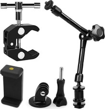 11" Articulating Magic Arm with 1/4" 3/8" Threaded Super Clip