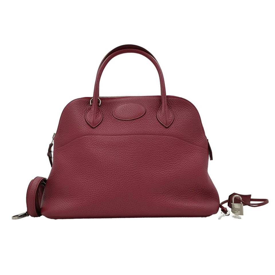 HERMES PHW Bolide 31 2way Shoulder Bag Handbag Clemence Leather Rouge Grenat