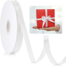 White Satin Ribbon 3/8 Inch x 50 Yards for Gift Wrap Wedding and Crafts