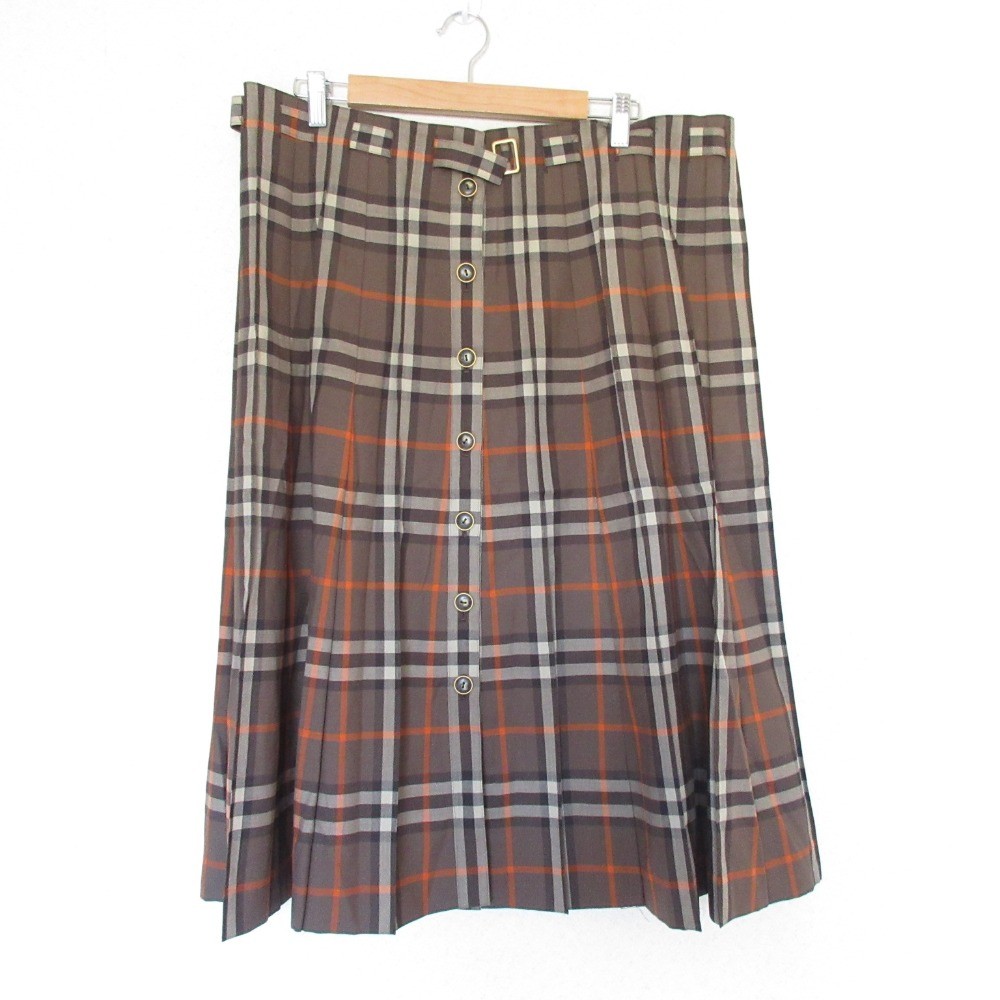 Leilian Check Pattern Front Button Belted Skirt, … - image 1