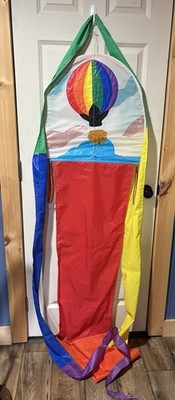 Vintage Go Fly A Kite Hot Air Balloon Rainbow Kite With 21 Ft + Tail No String
