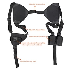 Revolver Shoulder Holster Adjustable Gun Holster with Speedloader Pouch Holder 