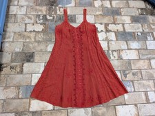 Women's One Size (OS) Rayon Dress - Orange/ Burnt Red Hippie Boho Style
