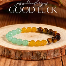 Tiger Eye  Green Aventurine Bracelet Healing Abundance Wealth Stretch Bracelet