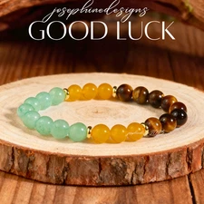 Tiger Eye & Green Aventurine Bracelet Healing Abundance Wealth Stretch Bracelet