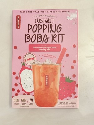 POCAS Instant popping boba Kit Bubble Tea Kit Strawberry Dragon oolong Tea 255g
