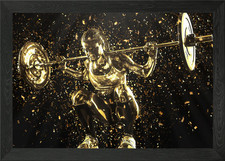 Gold Gewichtheben Mädchen gerahmtes Wandbild Poster Leinwanddruck Bild