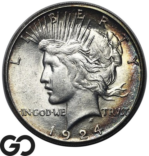1924-S Peace Dollar, Beautiful Crescent Tone, Gem BU++ Better Date!