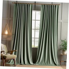 Velvet Curtains 84 inches 2 Panels - Pinch 52"W x 84"L Pack of 2 Sage Green