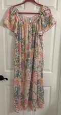 Miss Elaine Nightgown Short Sleeve Pink Green Watercolor Floral 1X