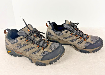 Merrell Moab Vent Hiking Shoes Gray Orange Vibram Trail Low Top Mens 7