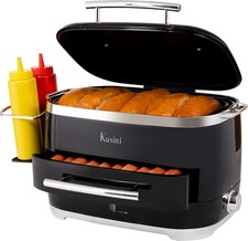 Hot Dog Steamer Machine W/ Bun Warmer 24 Hot Dog 12 Buns Electric Food Steamer