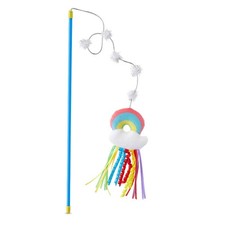 Rainbow Wand Teaser Cat Toy with Catnip Feathers for Indoor Play Exercise