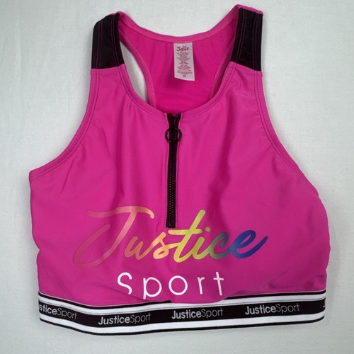 Justice Girls XL (16-18) Pink Black Tankini 2 pc Swimsuit New w/o Tags logo pool - Picture 2 of 9
