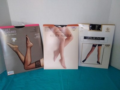 Lot of 3 Thigh High Pantyhose Stocking Queen & Plus Size Black