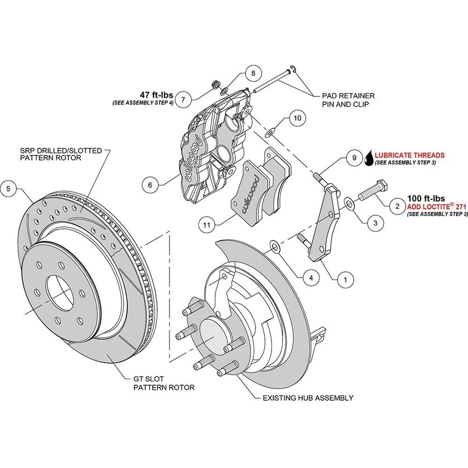Wilwood 140-9407-DR W4A 14.25 Rear Brake Kit, 99-Up GM 1500 Pickup/SUV Foto 3 de 4