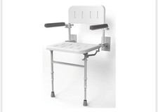 NymaPRO Wall Mounted Shower Seat with Back, Arms & Legs White - 130203/WH