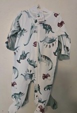 New Carter's Set of 2 Footed PJs Dinosaurs Boy 3 Mo. Long Sleeve 2 Way Zipper