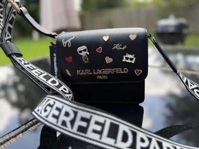 Karl Lagerfeld Paris Choupette Cat Crossbody Bag NWT Black Gold Hearts