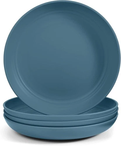Odoland 23cm Lightweight Unbreakable Plastic Camping Deep Dinner Plates Durable
