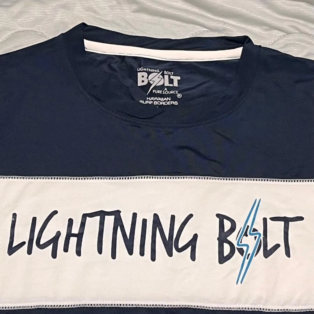LIGHTNING BOLT Rush T-Shirt Navy/White UPF50+ Size L