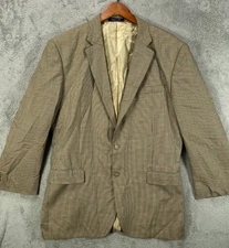 ALAN FLUSSER Blazer Mens 44L Brown Houndstooth Sport Coat Blazer 2 Button Notch
