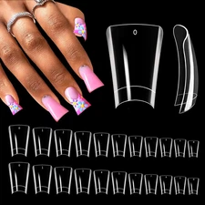 550Pcs Duck Nail Tips, Clear Curved Duck Acrylic Nails, Half Cover Duck Feet Fla