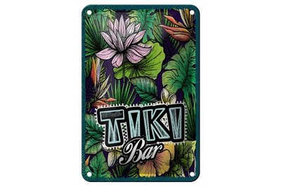 Ontrada Blechschild 20x30cm gewölbt Tiki Bar Blumen Deko Geschenk Schild