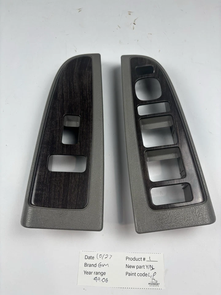 99-06 Yukon Denali Grey Front Window Switch Wood Trim Cover Set OEM - Image 4 of 4