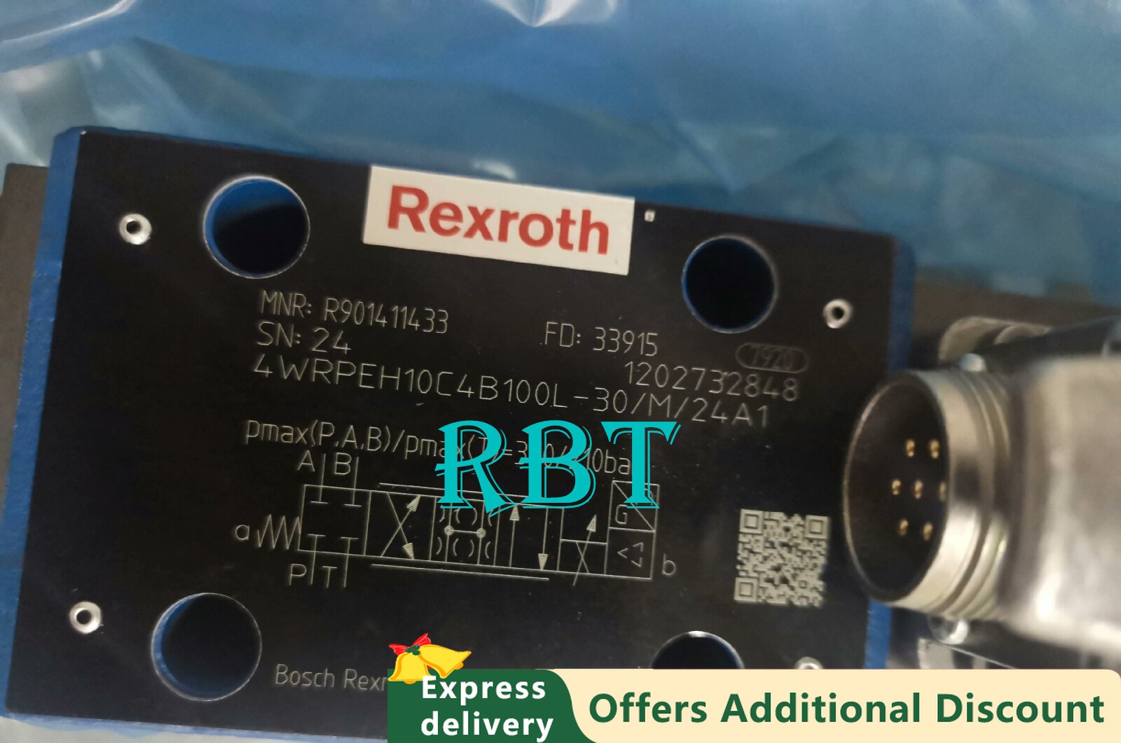 REXROTH R901411433 4WRPEH10C4B100L-3X/M/24A1 proportional valve brand new