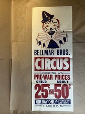 Vintage 1940s/1950s Bellmar Bros Circus Date Poster As Is INV-AO33