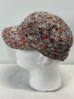 Vtg Roxy Floral Newsboy Cadet Hat Cap Women s Surfing Y2K
